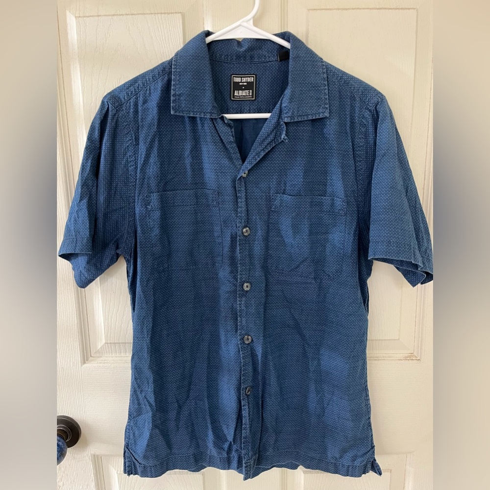 Todd Snyder x Albiate Shirt Men's Small Blue Button Up Short Sleeve